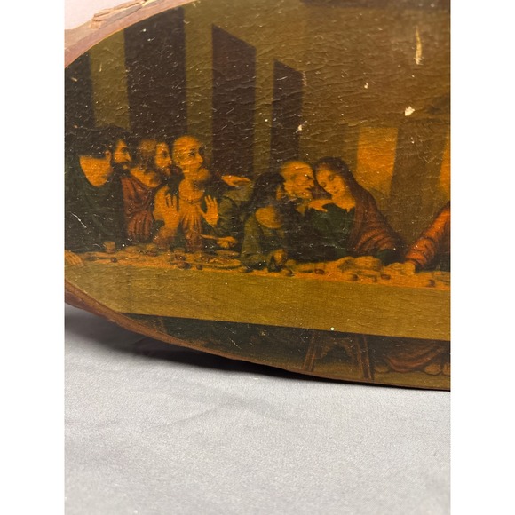 Vintage J.B. Deere Cedarcraft Last Supper Wood Slice Plaque Cullman Alabama Art - Picture 4 of 10